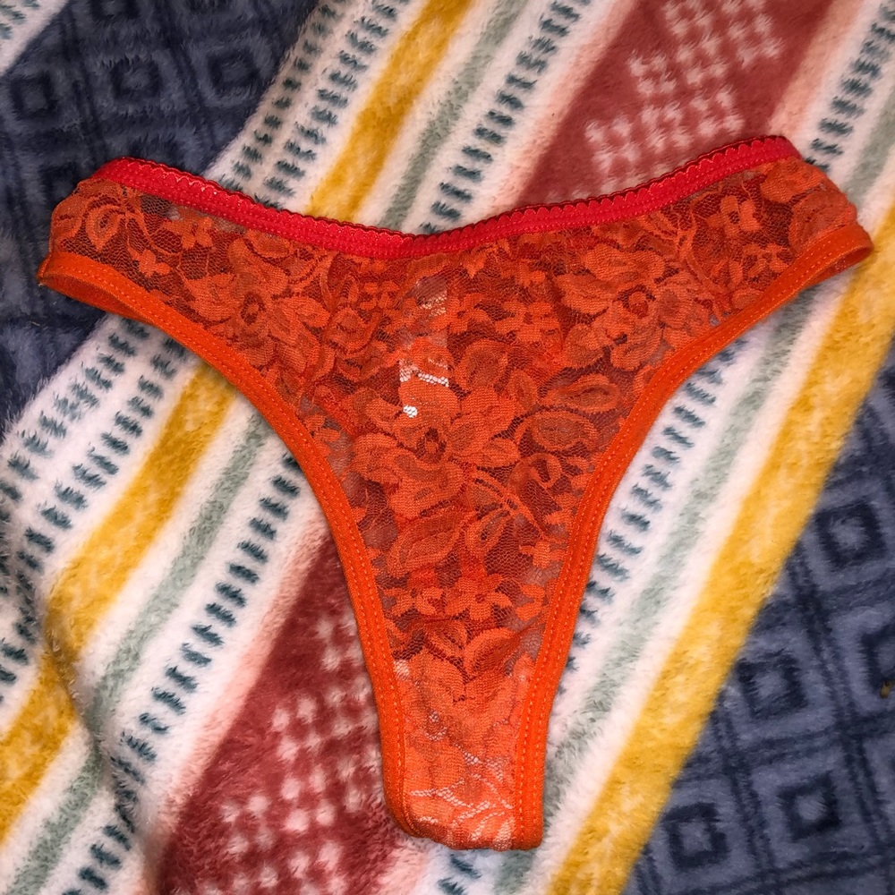 orange lace thong